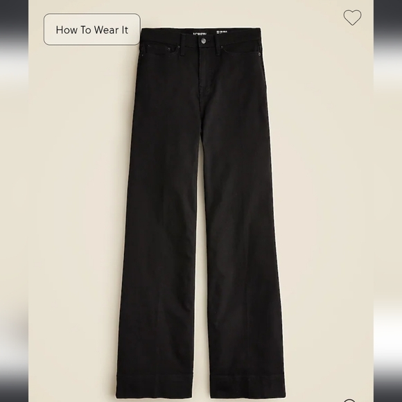 J Crew Denim Trouser in 1996 Stretch Womens 27 Black Jeans Wide Leg High Rise - Picture 1 of 14